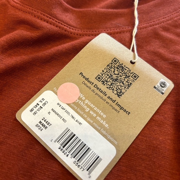 NWT MENS PATAGONIA Capilene Cool Trail Shirt Tee T-shirt - XL - Mangrove Red - Picture 4 of 5